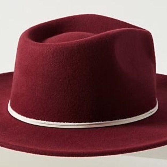 NWT Anthropologie Carlyle Suede Maroon  Fedora Hat
